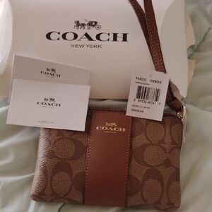 Coach Signature Brown Wristlet
